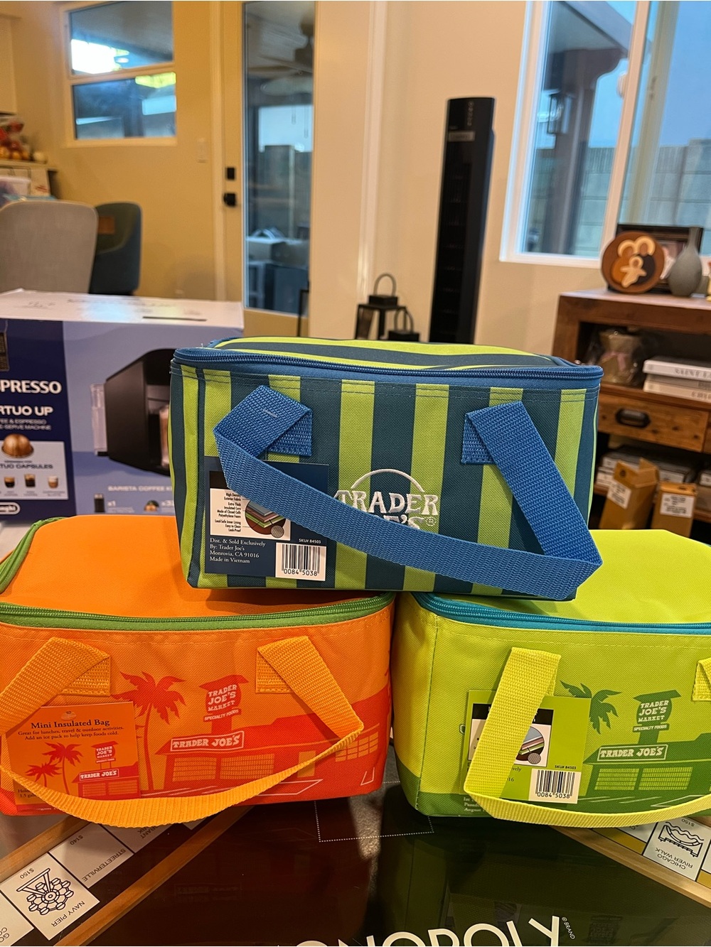 Trader Joe’s Orange,Blue (striped) & Green Insulated Lunch Bag